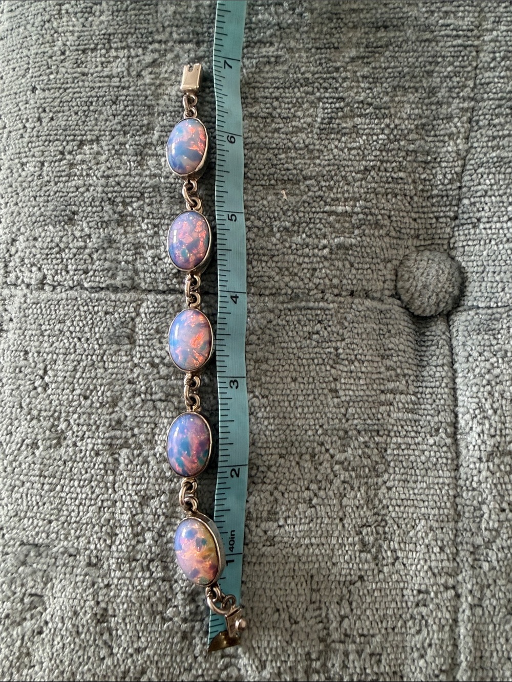 Mexican Taxco Silver Fire Opal Bracelet - Picture 7 of 7